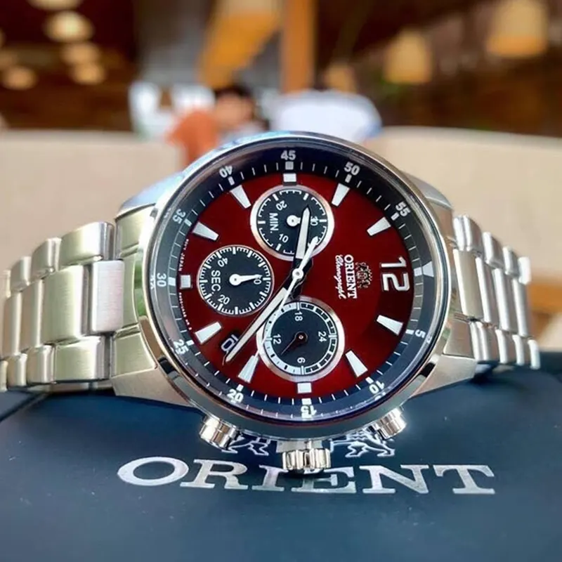 Orient Sports Chronograph Maroon Dial Men's Watch- RA-KV0004R
